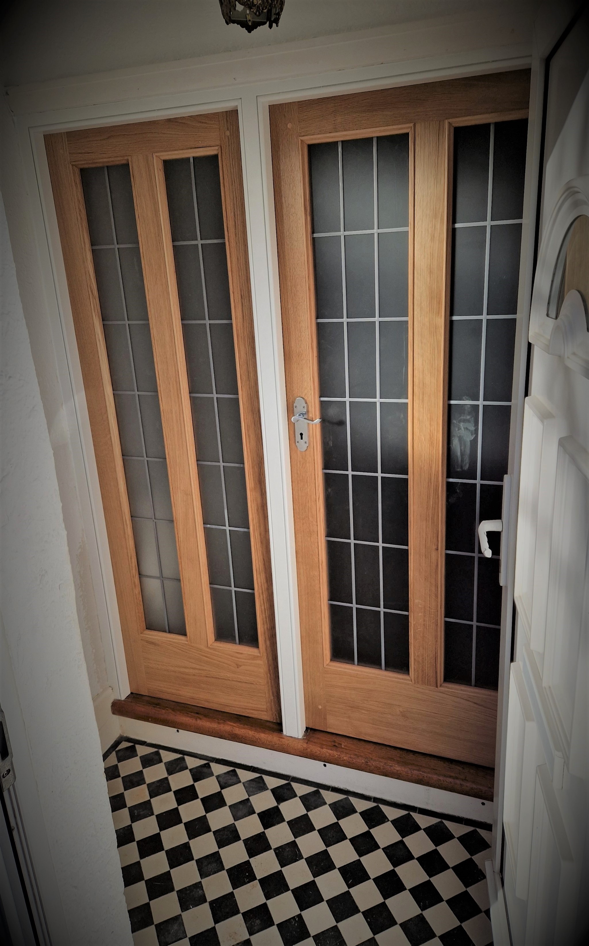 Wooden front door and window